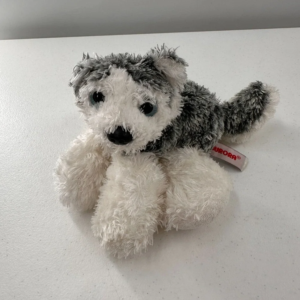 Aurora World‎ Inc. Plush Husky Dog Mush Gray Wolf Stuffed Animal Flopsie Bean c